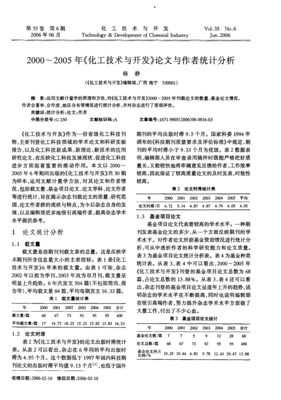 2000-2005年《化工技术与开发》论文与作者统计分析